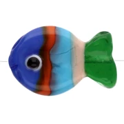 Cuenta pez de vidrio 19x13 mm - Rayas - Azul - Naranja - Verde x1