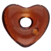 Colgante corazón de cristal translúcido 14x15 mm - Marrón x1