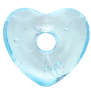 Colgante corazón de cristal translúcido 14x15 mm - Azul claro x1