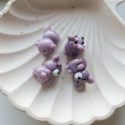 Cuenta osito de vidrio opaco 19x14 mm - Violeta jaspeado x1