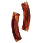 ámbar - Cuentas de acrílico transparente 32x8 mm tubo curvo - Marbled Amber x6 Cuentas de acrílico transparente 32x8 mm tubo curvo - Marbled Amber x6