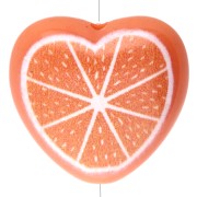 Cuenta corazón acrílico 17x18 mm - Motivo naranja - Naranja x1