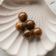 Cuentas acrílicas opacas redondas de 15,5 mm - Marrón jaspeado x5