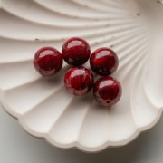 Cuentas acrílicas opacas redondas 15,5 mm - Burdeos jaspeado x5