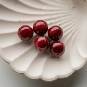 Cuentas acrílicas opacas redondas 15,5 mm - Burdeos jaspeado x5