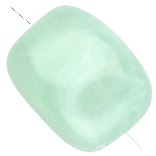 Cuentas acrílicas rectangulares redondas 13x10,5 mm - Verde agua jaspeado x10