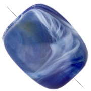 Cuentas acrílicas rectangulares redondas 13x10,5 mm - Azul oscuro jaspeado x10