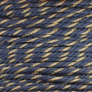 Cordón de polialgodón trenzado e hilo metálico 1,3 mm - Azul oscuro - Dorado x20m