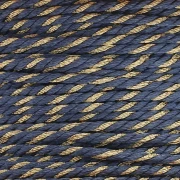 Cordón de polialgodón trenzado e hilo metálico 1,3 mm - Azul oscuro - Dorado x20m