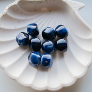 Cuentas acrílicas irregulares 15x14 mm - Azul oscuro jaspeado x10