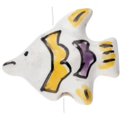 Cuenta pez cerámica 18x21 mm - Blanco - Amarillo x1