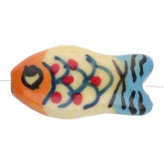 Cuenta pez de cerámica 21x11 mm - Amarillo - Naranja - Azul x1|raw }}