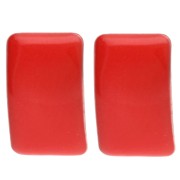 Pendientes de clavo rectangulares de 13 x 20 mm de resina epoxi - Acero dorado - Rojo x2