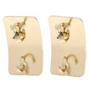 Pendientes de clavo rectangulares de 13 x 20 mm de resina epoxi - Acero dorado - Rojo x2