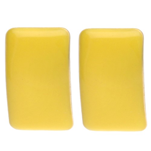Pendientes de clavo rectangulares de 13 x 20 mm de resina epoxi - Acero dorado - Amarillos x2