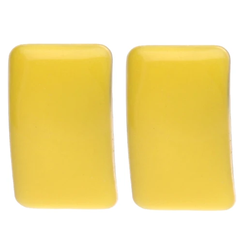 Pendientes de clavo rectangulares de 13 x 20 mm de resina epoxi - Acero dorado - Amarillos x2