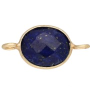 Entrepieza ovalada de 18 x 9 mm de piedra preciosa - Dorado en oro fino - Lapislázuli x1
