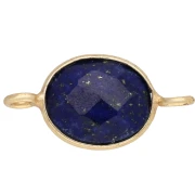 Entrepieza ovalada de 18 x 9 mm de piedra preciosa - Dorado en oro fino - Lapislázuli x1