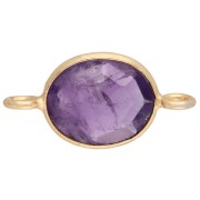 Entrepieza ovalada de 18 x 9 mm de piedra preciosa - Dorado en oro fino - Amatista x1|raw }}