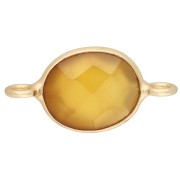 Entrepieza ovalada de 18 x 9 mm de piedra preciosa — Dorado en oro fino — Calcedonia amarilla|raw }}