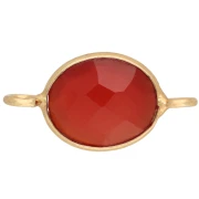 Entrepieza ovalada de 18 x 9 mm con piedra preciosa teñida - Dorado en oro fino - Ónix rojo x1