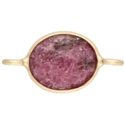 Entrepieza ovalada de 18 x 9 mm de piedra preciosa - Dorado en oro fino - Rodonita x1