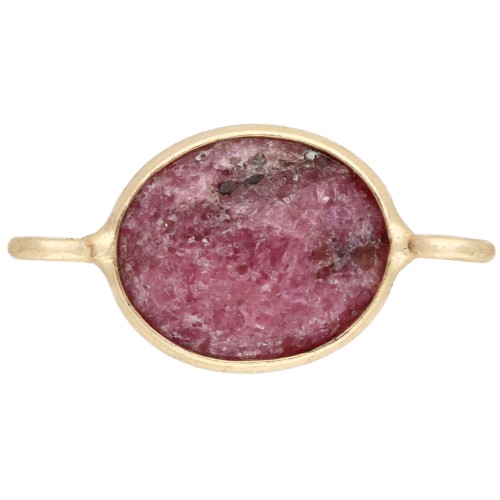 Entrepieza ovalada de 18 x 9 mm de piedra preciosa - Dorado en oro fino - Rodonita x1