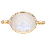 Entrepieza ovalada de 18 x 9 mm de piedra preciosa — Dorado — Piedra lunar x1