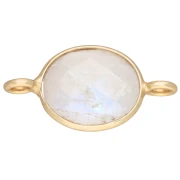 Entrepieza ovalada de 18 x 9 mm de piedra preciosa — Dorado — Piedra lunar x1