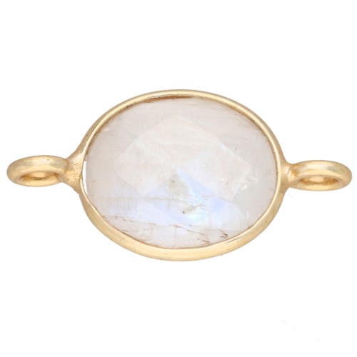 Entrepieza ovalada de 18 x 9 mm de piedra preciosa — Dorado — Piedra lunar x1