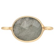 Entrepieza ovalada de 18 x 9 mm de piedra preciosa - Dorado en oro fino - Labradorita x1