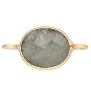 Entrepieza ovalada de 18 x 9 mm de piedra preciosa - Dorado en oro fino - Labradorita x1