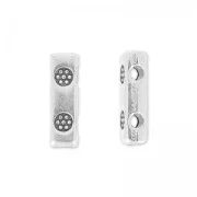 Cuentas en forma de barra con textura, 2 agujeros, 10 x 3 mm - Chapado en plata fina envejecida x4