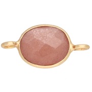 Entrepieza ovalada de 18 x 9 mm con piedra preciosa - Dorado - Piedra lunar color melocotón|raw }}