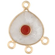 Colgante tipo candelabro de 23 x 19 mm con gema - Dorado con oro fino - Piedra lunar - Cornalina