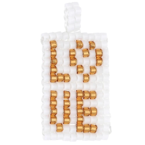 Colgante rectángulo 29x14 mm, motivo AMOR - Blanco - Oro x1