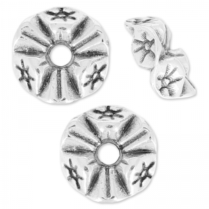 Entrepiezaes arandelas onduladas 9x3.5 mm Chapado Plateado envejecido x4