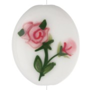 Cuenta oval de cerámica 21x18 mm - Rosa - Blanco - Rosa - Verde x1|raw }}
