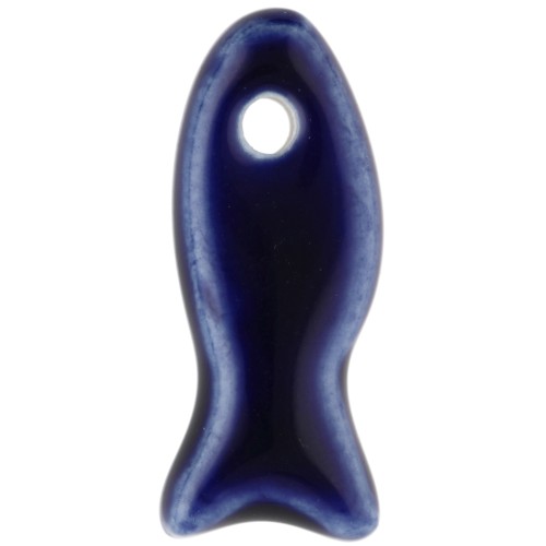 Colgante pez cerámica 25x10 mm - Azul oscuro x1