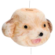 Cuenta de cerámica cabeza de perro 12,5x18 mm - Beige x1