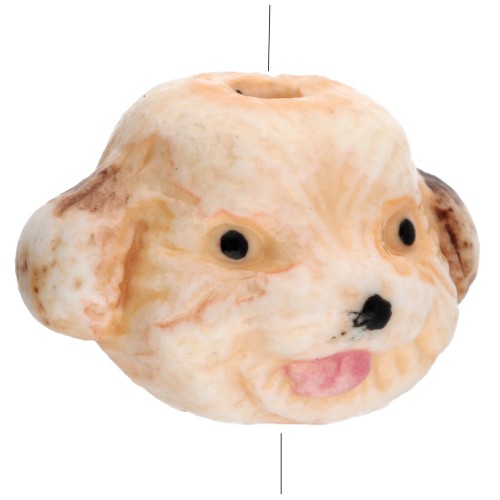 Cuenta de cerámica cabeza de perro 12,5x18 mm - Beige x1