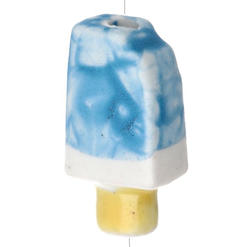 Cuenta de cerámica Ice 15x8 mm - Azul - Blanca x1