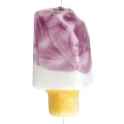 Cuenta de cerámica Ice 15x8 mm - Violeta - Blanca x1