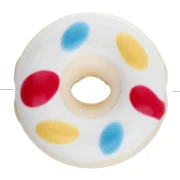 Cuenta donuts de cerámica 18,5 mm - Blanco - Rojo - Amarillo - Azul x1