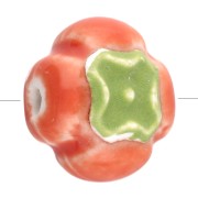 Cuenta de cerámica tomate 16 mm - Naranja - Verde x1|raw }}