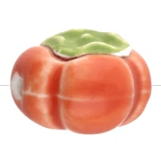 Cuenta de cerámica tomate 16 mm - Naranja - Verde x1