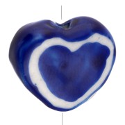 Cuenta corazón de cerámica 12x14 mm - Azul x1