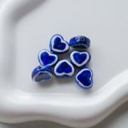 Cuenta corazón de cerámica 12x14 mm - Azul x1