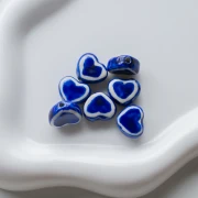 Cuenta corazón de cerámica 12x14 mm - Azul x1