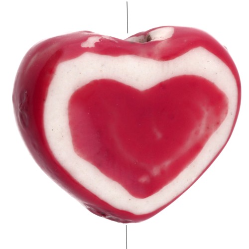 Cuenta corazón de cerámica 12x14 mm - Rojo x1